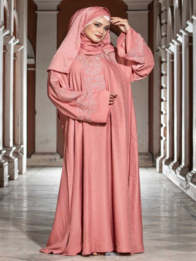 Sunset Nude Color Borka Design with Embroidery & Stone Work