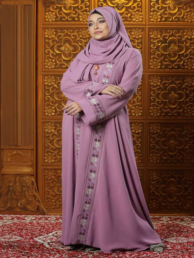 Mauve Pink Color Borka Design with Embroidery Work