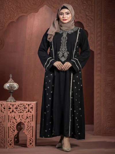 Black Color Borka Design with Embroidery Work