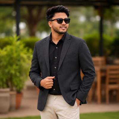 Mens Navy Blue Slim Fit Blazer