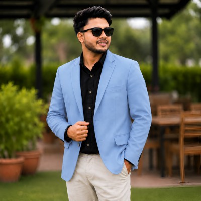 Mens Navy Blue Slim Fit Blazer