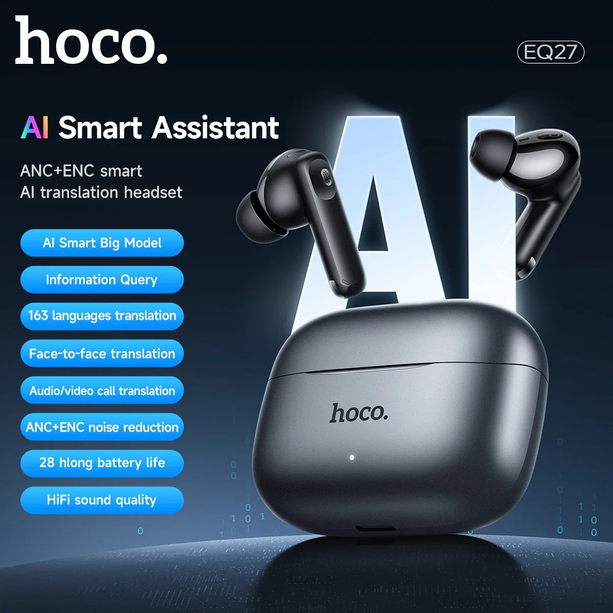 Hoco EQ27 AI ANC+ENC Smart AI Translation Earbuds