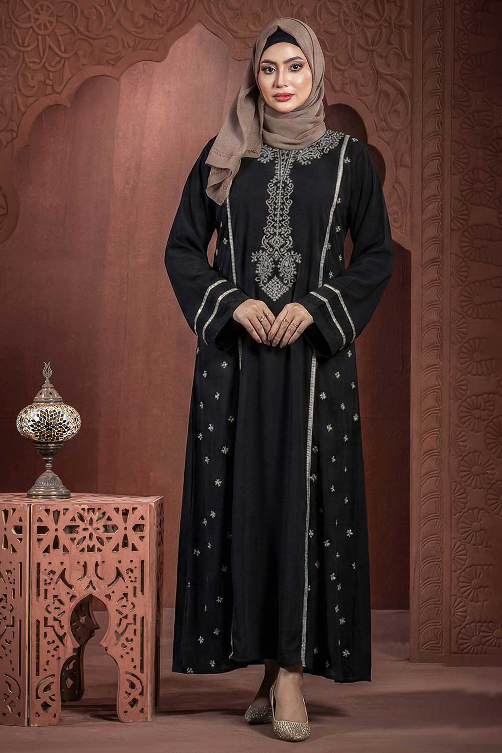 Black Color Borka Design with Embroidery Work