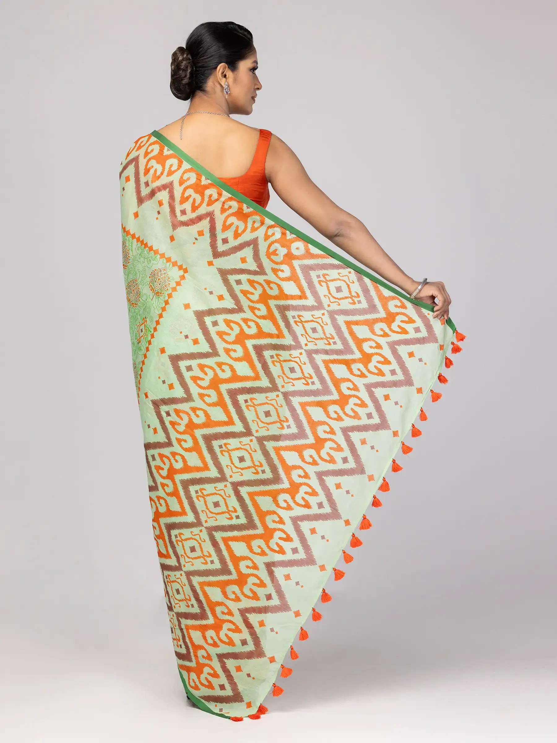 Magenta Printed and Embroidered Muslin Saree